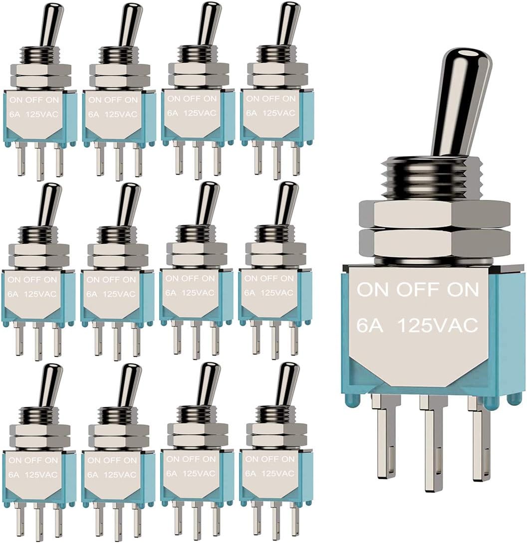 Gebildet 12 pieces 6A/125V 3A/250V ON/OFF/ON 3 Terminals 3 Position SPDT Toggle Switch Single Joint MTS-103