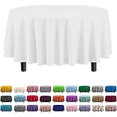 12-Pack Premium Plastic Tablecloth 84in. Round Table Cover - White