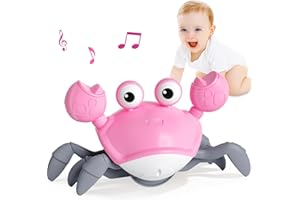DREAMPARK Baby Girl Toys Toddler Gifts: Tummy Time Crawling Crab Baby Toys 6 7 8 9 10 11 12 6-12 9-12 12-18 Months Infant Toddlers Age 1-2 Montessori Musical Toys 1 2 3 Year Old Girls 1st First Birthday Gift