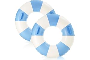 2PCS Striped Pool Swim Ring with Handles 35" Bachelorette Inflatable Pool Floats Water Fun Large Adult Swimming Pool Float fo