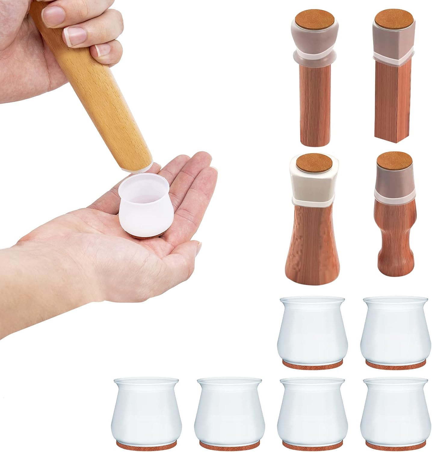 Chair Leg Protectors for Hardwood Floors, 20 Pack Stretchable Silicone