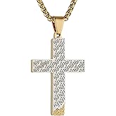 HZMAN Cross Necklace for Men Women Stainless Steel Small Cross Pendant Christian Faith Jewelry Gift