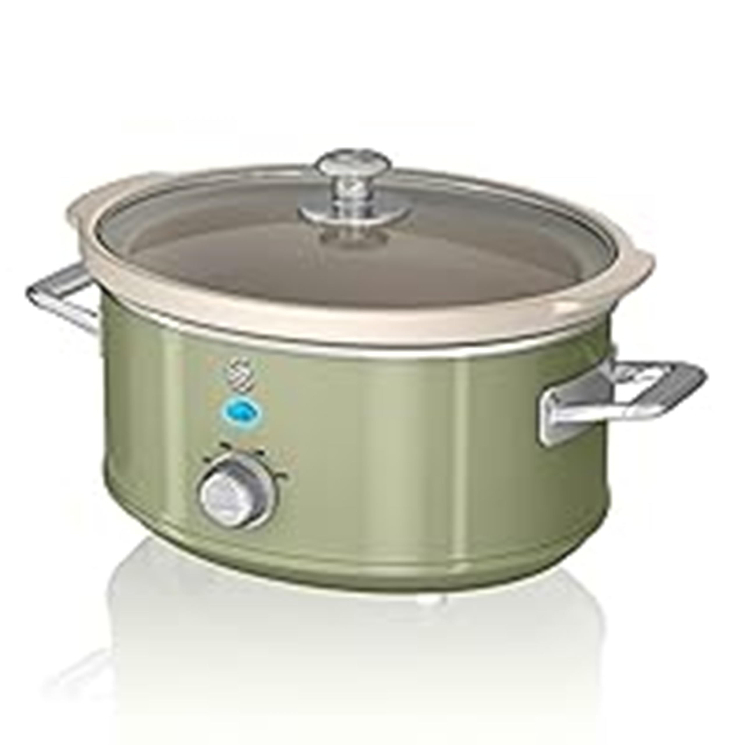 Swan SF17021GN Retro Slow Cooker with 3 Temperature Settings, Keep Warm Function, Removable Dishwasher Safe Pot, Up to 4 Portions, 3.5L, 200W, Retro Green
