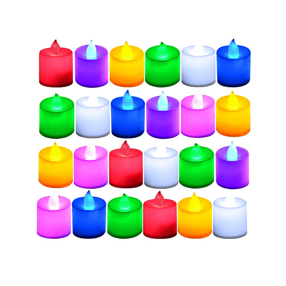 Photo 1 of LANKER 24 Pack Flameless Tealight Candles, 7 Color Changing Battery Operated Led Tea Lights, Electronic Fake Candles, Decorations for Wedding, Party, Christmas, Halloween (7 Color Changing)