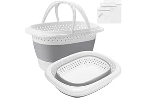 HLWDFLZ 2 Pack Collapsible Plastic Laundry Baskets - 23L (6 gallon) Foldable Pop Up Laundry Hampe with Reinforced Handle, Small Portable Storage Basket for Home, Kids Room, Dorm, Grey