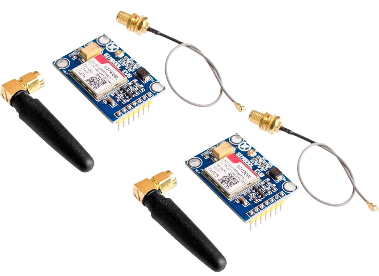2pcs SIM800L V2.0 5V Wireless GSM GPRS MODULE Quad-Band with Antenna Cable Cap