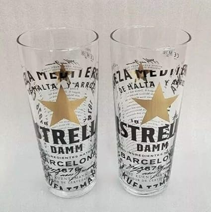 estrella beer glass with handle