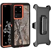 Fastsun Galaxy S22 Ultra Defender Case, Camo Designed Protective Defender Shockproof Hybrid Case Dual Layer Design Hard Cover Designed for Samsung Galaxy S22 Ultra (Clip+Camo Orange Tree)