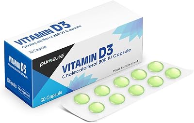 PuroSure Vitamin D3 800 IU Softgel Capsules High Potency 120 Count