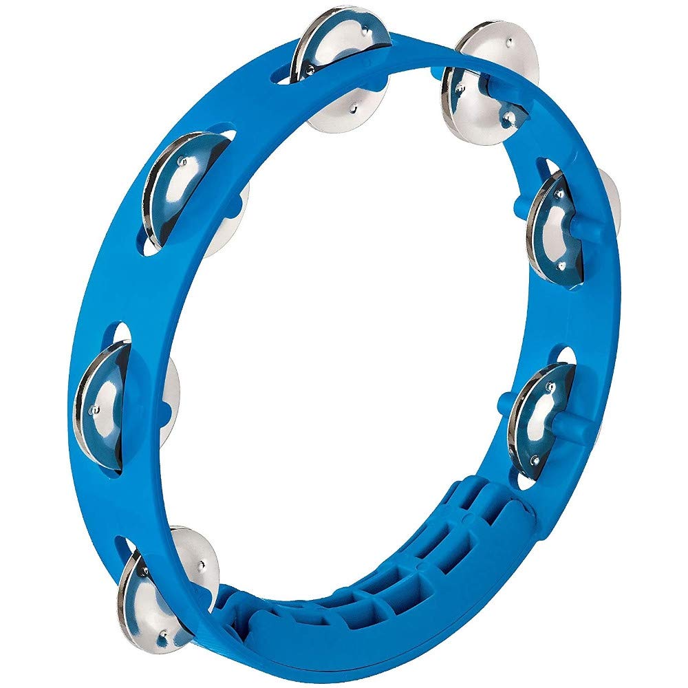 Nino Percussion Compact Tambourine Instrument - Musical Instrument for Children from 3 Years - Diameter 8 inch - Plastic, Blue (NINO49SB)