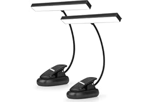 Vshinic 2Pcs Small Music Stand Light,18 LED Rechargeable Clip On Piano Light,LED Book Lights in Bed,4 Color Temperature and 12 Brightness,Deal for Musician,Kids,Orchestra,Bookworms.