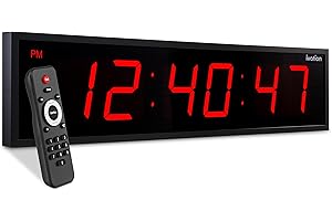 Ivation Oversized 24" Large Digital LED Clock | Big Digital Clock w/Multi-Function Display – Stopwatch, Timer, Alarms, Temp & Date | 6 Brightness Levels, Time Memory & Remote (Red)