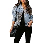 LAVIQK Women's Jean Denim Jacket Classic Trucker Shacket Button Up Frayed Cropped Loose Coats