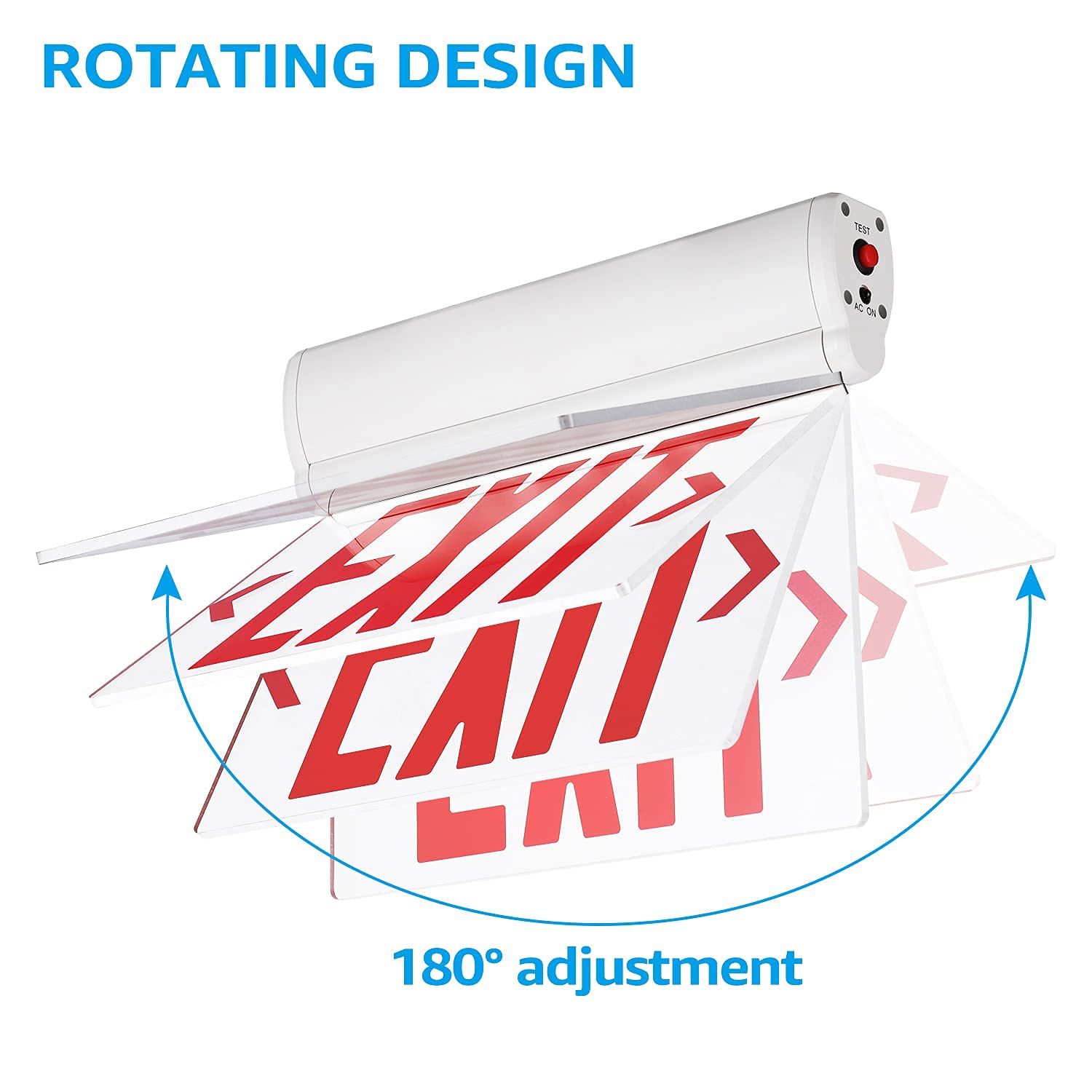 LEONLITE Red Emergency Exit Sign, UL 924, LED Edge Lit Exit Sign, Hardwired Exit Lights with Battery Backup, Double Sided, Rotating Acrylic Clear Panel, Top/Side/Wall Mount, AC 120/277V, Pack of 2