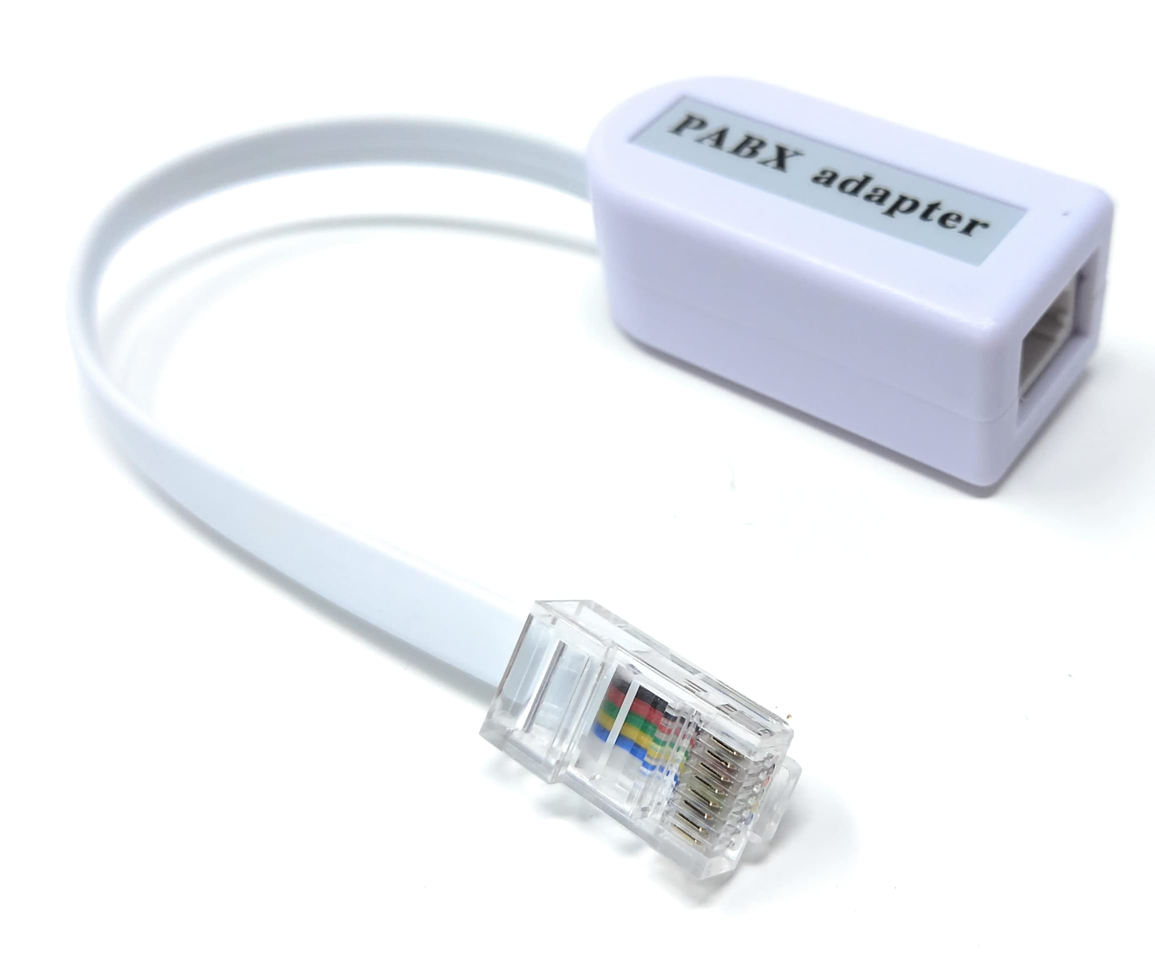 DRUT BT Socket to RJ45 Plug PABX (6P6C) Leaded Telephone Cable Adapter, White