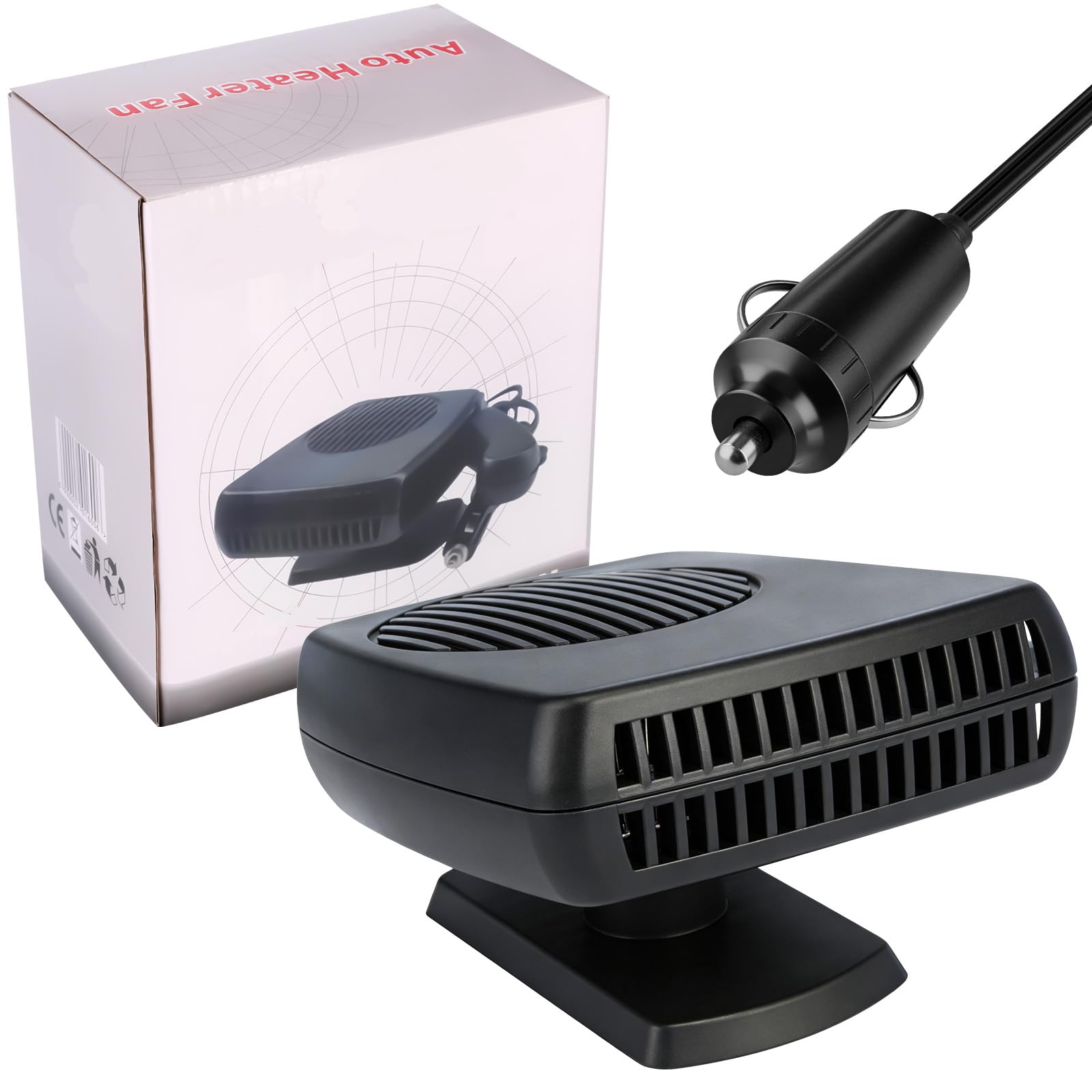 Photo 1 of 12V 200W Portable Car Heater & Defroster - 12 Volt Plug in Car Heater for Vehicle, Windshield Defogger with 360° Rotation (Black)