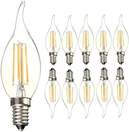 Amazon 10個同梱 4w Cob E14フィラメント Led電球 450lm Led燭台電球シャンデリアledキャンドル電球 C35 Ledフィラメントキャンドル電球 Ac110v 40w相当 Chrasy Led電球