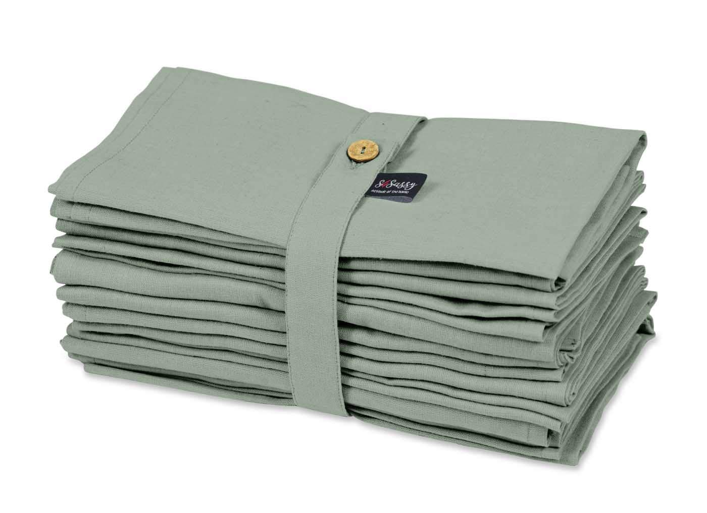 S4Sassy Green Solid Home Decor 12 Pcs Cotton Napkin Solid Everyday Basic Washable Table Linen