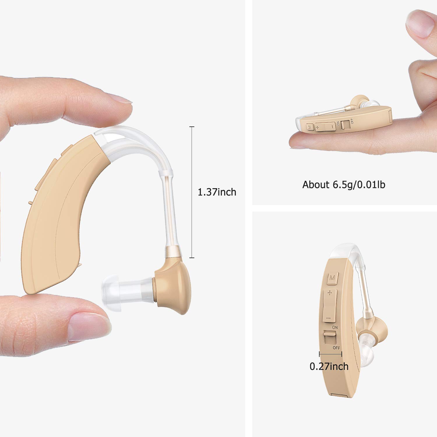 Blomed Hearing Amplifier - Digital Personal Sound Enhancement Device for Adults and Seniors, FDA Approved, 4 Channels Noise Reduction, 2 Batteries and Hearing Aid Cleaning Brush Included