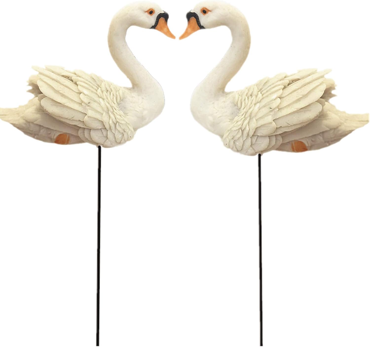 JIUMO Fairy Garden Swan Stakes 2 Pack Miniature Swan Figurines Miniature Animal Decor Moss Landscape DIY Terrarium Swan Ornaments Miniature Pool Swan Figurines