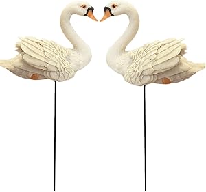 JIUMO Fairy Garden Swan Stakes 2 Pack Miniature Swan Figurines Miniature Animal Decor Moss Landscape DIY Terrarium Swan Ornaments Miniature Pool Swan Figurines