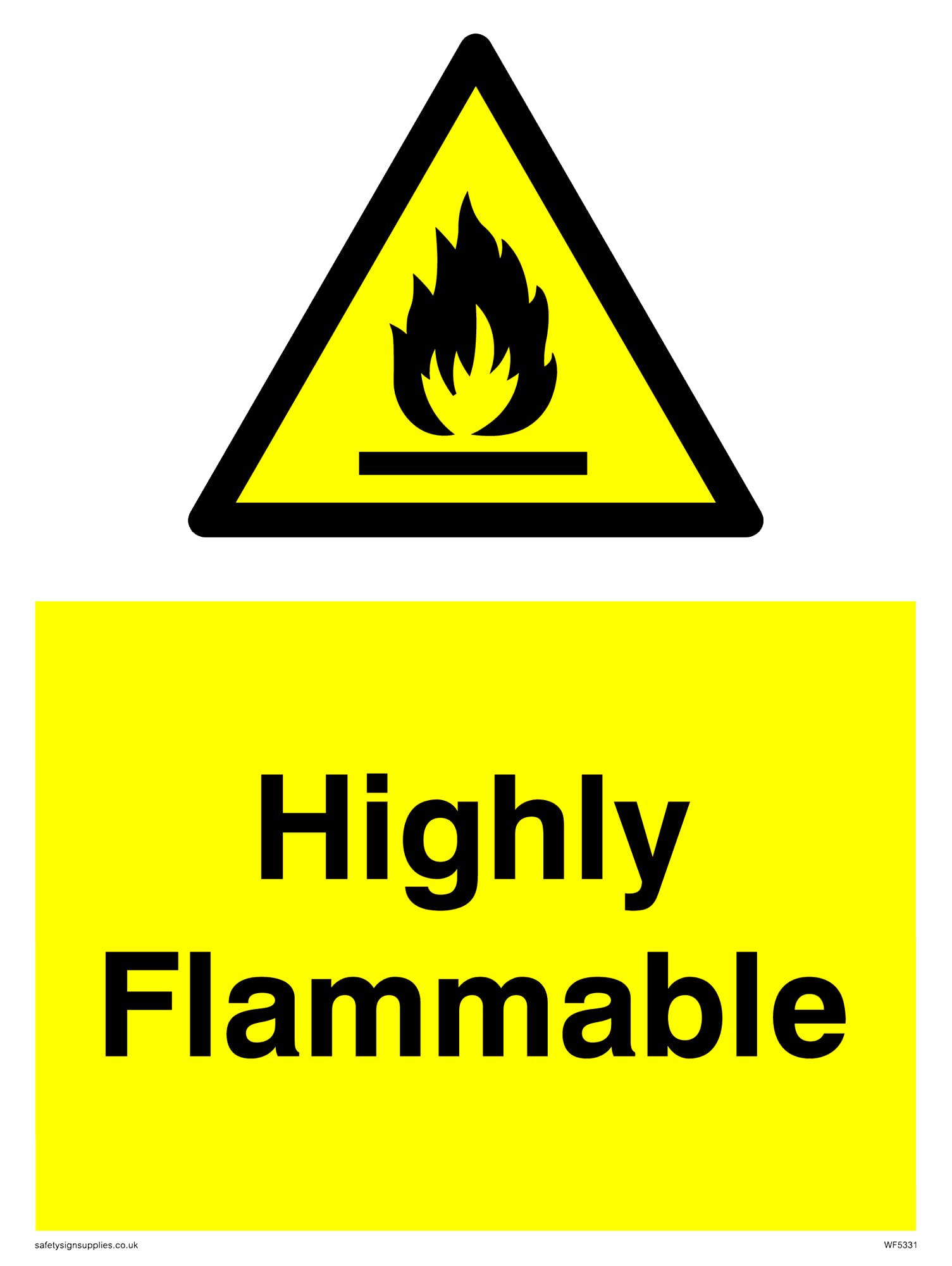 Pack of five - Highly Flammable Sign - 150x200mm - A5P