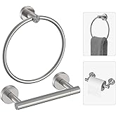 Evolvegoods Toilet Paper Holder & Towel Holder, Bathroom Hardware Set-SUS304 Stainless Steel Double Post Pivoting Tissue Roll Holder and Hand Towel Ring Set for Bathroom, RV, Brushed Nickel