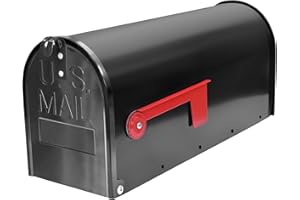 HLILBTE Black Galvanized Steel Post-Mount Mailbox, L19in. W x 6.7 in. H x8.7 in, Large Mailbox,Mailboxes for Outside Post Mount
