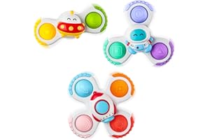 ALASOU 3PCS Pop Suction Cup Spinner Toys for 1 Year Old Boy Girl|Novelty Spinning Tops Toddler Stocking Stuffers|Baby Bath Toy for Kids Ages 1-3|1 Year Old Boy Christmas Birthday Gift for Infant