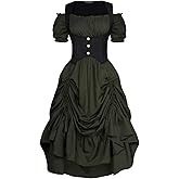 SCARLET DARKNESS Renaissance Costume Women Steampunk Corset Dress Medieval Ren Faire Dress
