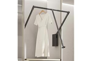 PENGFEI Pull Down Closet Rod for Hanging Clothes, Retractable Wardrobe Hanger for Cabinet Inside Width 26"~35", Aluminium alloy Tubing with Plastic Housing, 44 lb Weight Rating