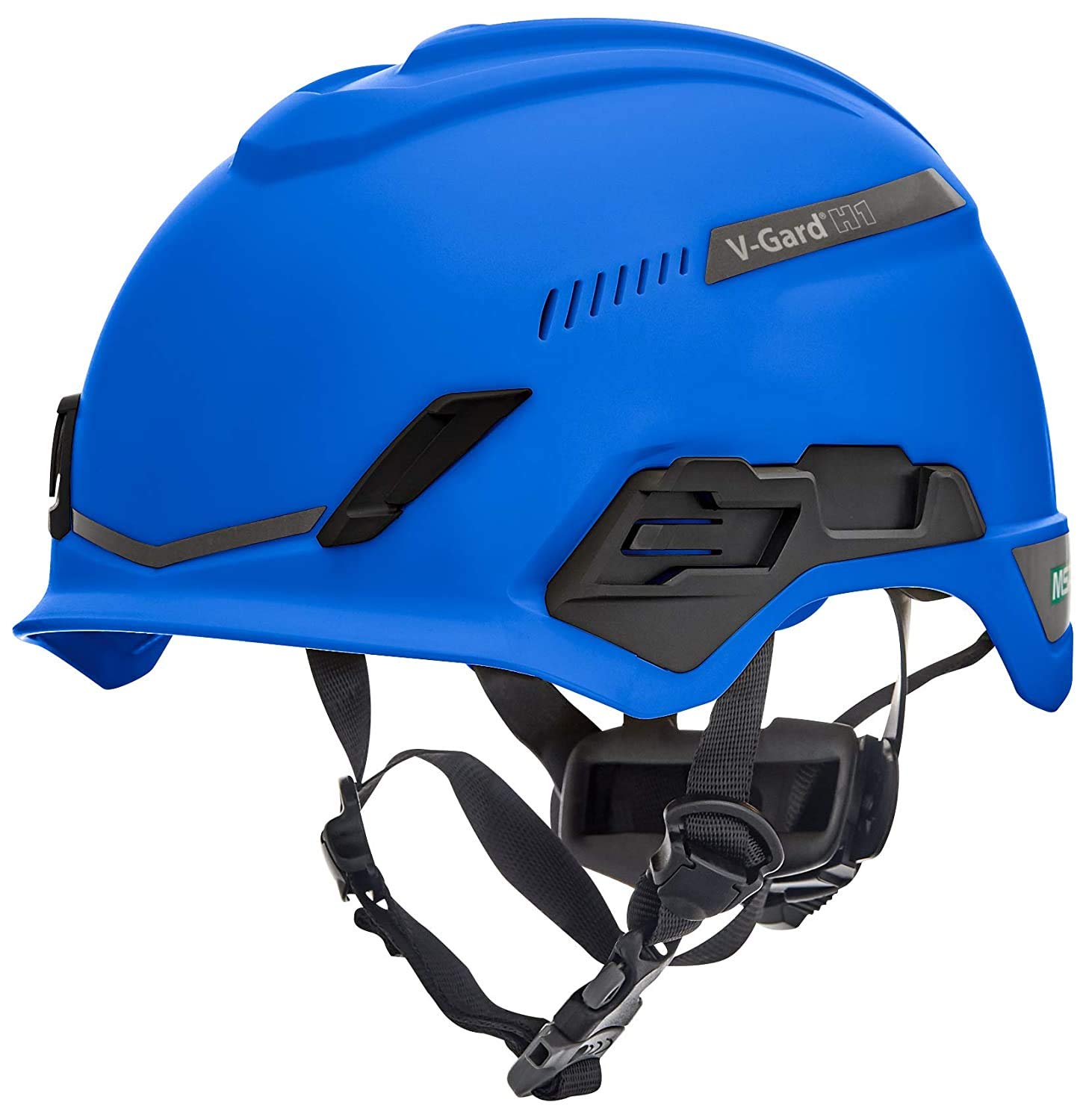 MSA V-Gard H1 Trivent Safety Climbing Helmet - Ventilated - Blue - 52–64 cm - Hard hat with chinstrap for Work at Height and Rescue - EN12492 & ANSI