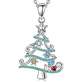 Cargari Cagari 925 Sterling Silver Snowflake/Christmas Tree/Snowman/Reindeer/Penguin Necklace for Women, Unique Birthday Christmas Winter Pendent Necklace Jewelry Gifts