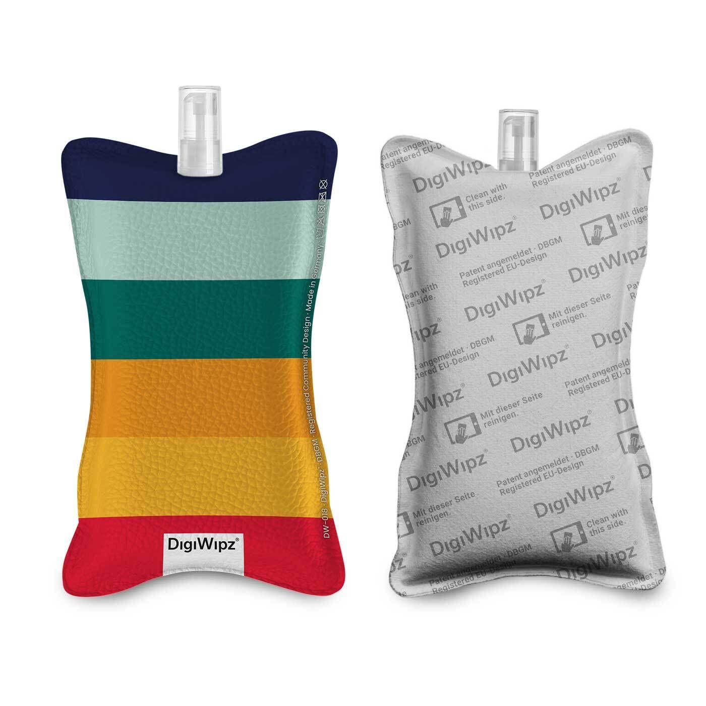 DigiWipz® The ingenious 2-in-1 display cleaner (mixed stripes) - screen cleaner for displays and touchscreens - screen cleaner microfibre sponge with integrated sprayer