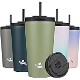 Konokyo 18 OZ Insulated Tumbler with Lid and 2 Straws Stainless Steel Water Bottle Vacuum Travel Mug Coffee Cup,ArmyGreen