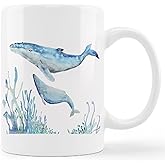 kunlisa Watercolor Shark Mug Cup,Sea Life Sharks Couple Ceramic Mug-11oz Coffee Milk Tea Mug Cup,Shark Lovers Gifts,Boys Men Students Kids Coworkers Gifts