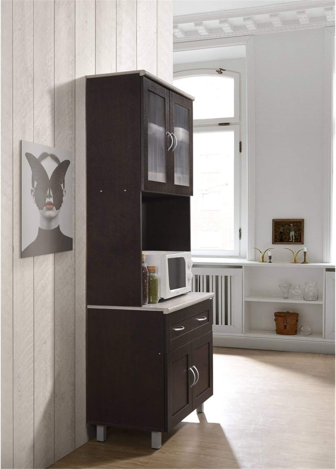 Hodedah Kitchen Cabinet, Chocolate: Furniture & Decor