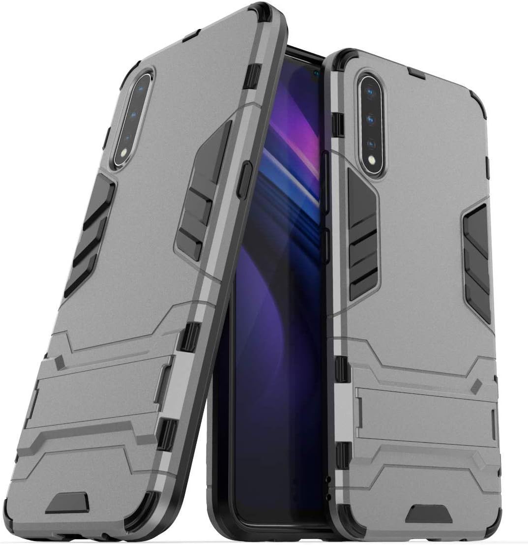 TecKraft Hybrid Cover Shock Absorbing Defender Kickstand Back Case for VIVO S1 (Armour Grey)