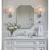 ANDY STAR Brushed Nickel Mirror 22x30 Inch, Scalloped Bathroom Mirror, Silver Bathroom Mirror in Anti-Rust Stainless Steel Metal Thin Frame Deep 1’’, Wall-Mounted Mirror (Horizontal/Vertical)