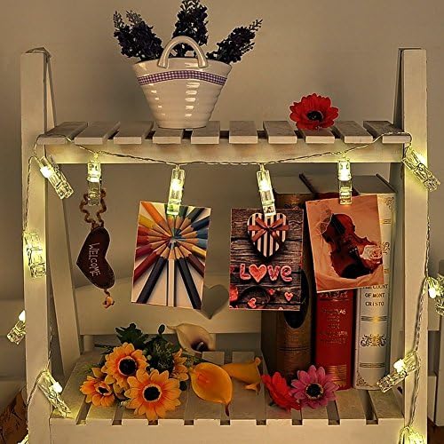 MBSSHI 20 LED Photo Clip String Lights, 9 Feet USB Powered String Lights, Christmas Wedding Festival Party Clip Lights for Hanging Pictures Notes Paintings Cards (Warm White)