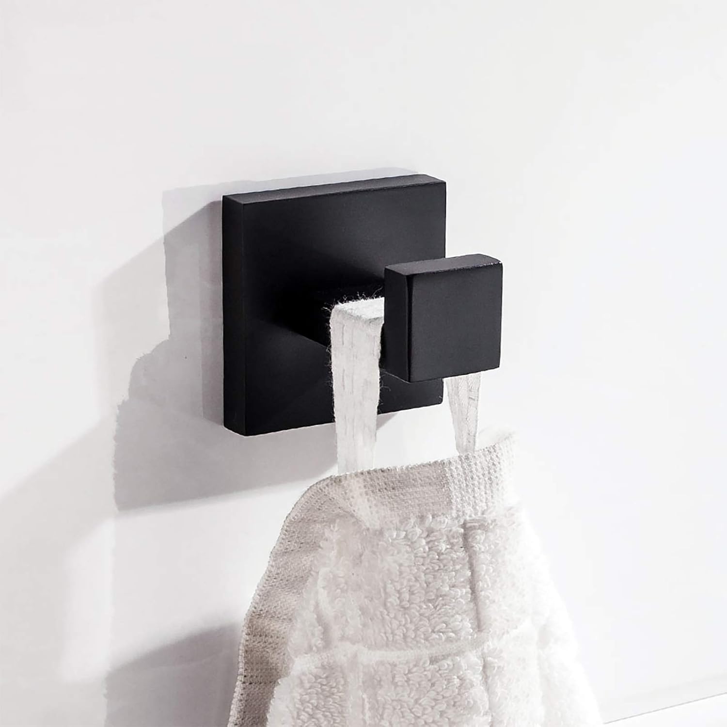 Nolimas 2 Pack Matte Black Towel Hook Stainless Steel Bathroom Rustproof Clothes Towel Coat Hook Wall Mounted Square Toilet Kitchen Heavy Duty Door Hanger: Home & Kitchen