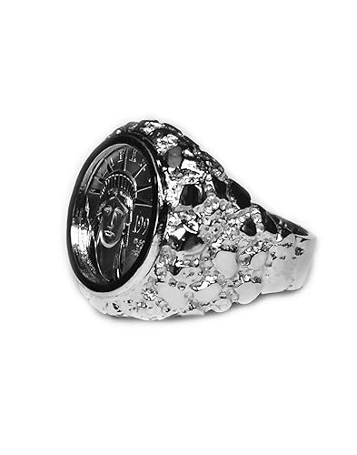 14k White Gold Mens Coin Ring With 110 Oz Platinum American