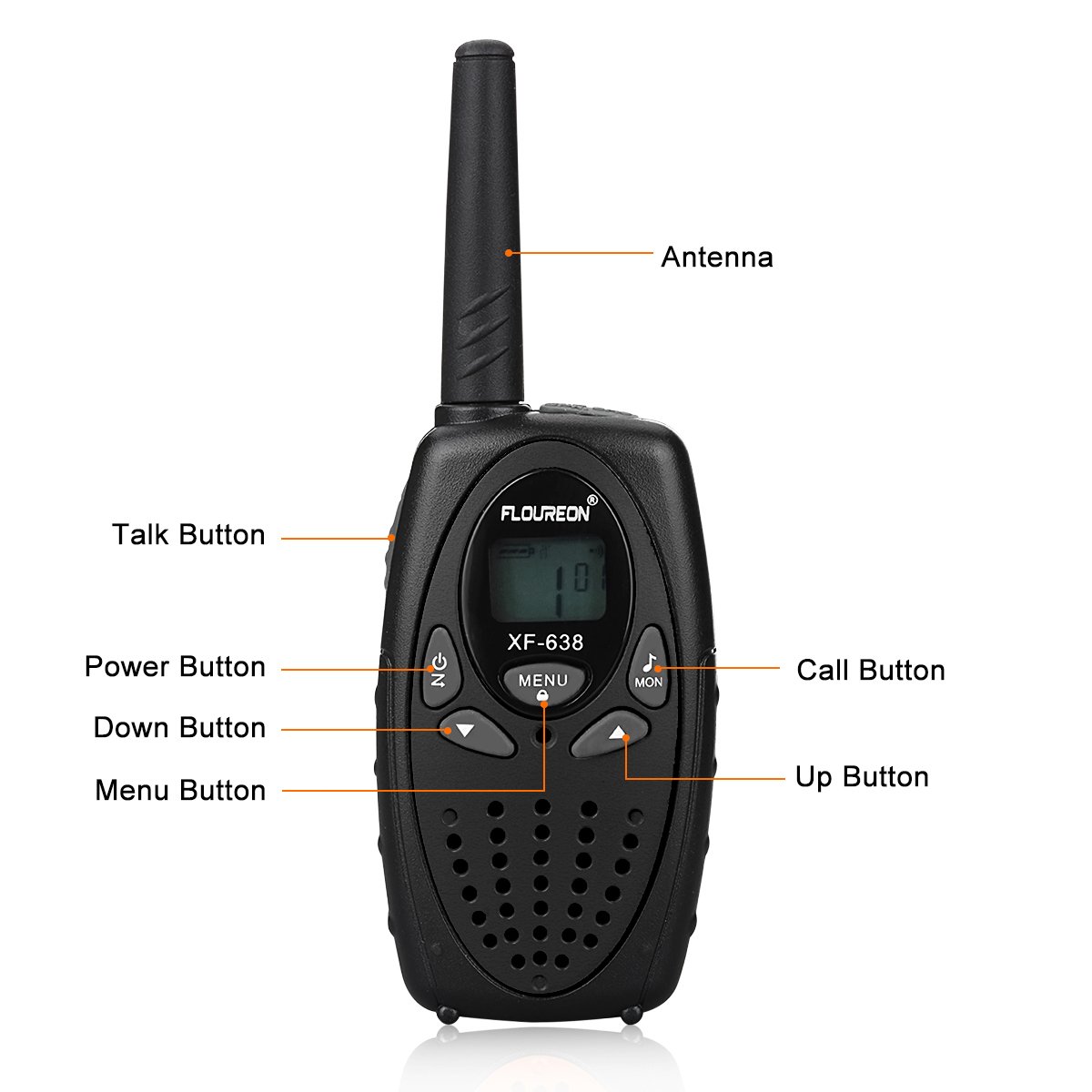 FLOUREON 4X PMR Funkgerät Walkie Talkies 8 Kanäle Walki Talki 2-Wege Radio mit LC-Display Schwarz