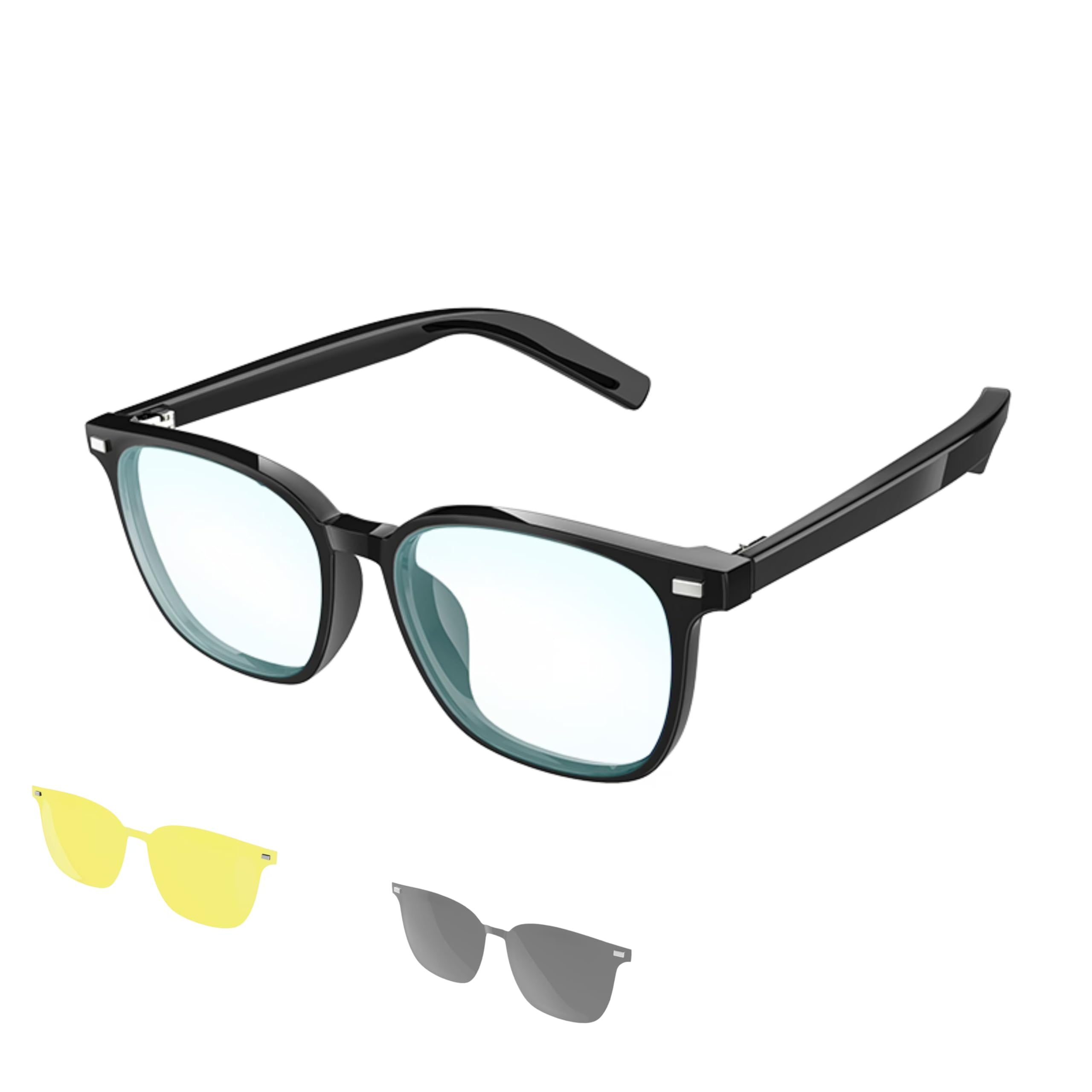 Photo 1 of HUOSUC Smart Bluetooth Audio Glasses, Anti-Blue Light, Auto On/Off, Call/Music, Voice Assistant,Remote control of mobile phone camera function, Black Frame?unisex