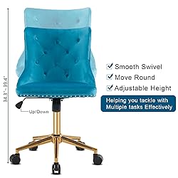 VINGLI Turquoise Blue Armless Home Office Desk