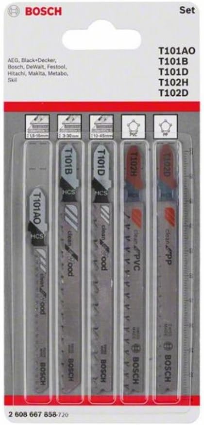 Bosch 2608667858 Jigsaw Blade-Set for Wood/Plastic, 0 V, Silver