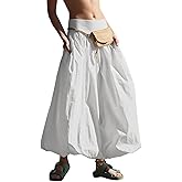 Sutusu Women Y2k Bubble Maxi Skirt Summer Elastic Low Waist A Line Long Skirt Casual Fairy Ruffle Pleated Midi Dress