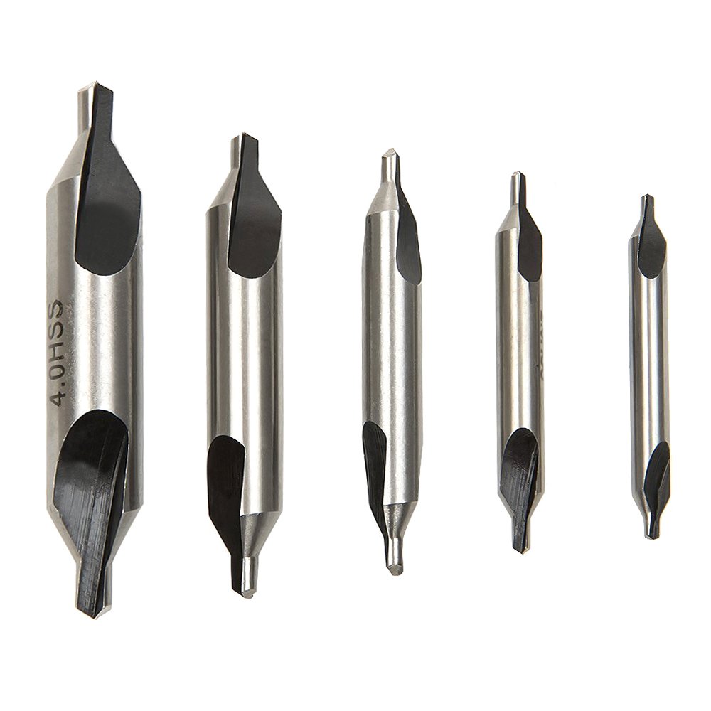 Malayas 5PCS HSS Lathe Mill Center Drill Countersink Bit Tooling Set 60 Degree Angle Countersink 1/8 3/16 1/4 5/16 5/32 Suitable for Positioning and Chamfering Processing