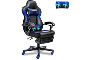ELECWISH Gaming Chair, Reclining Computer Chair with Footrest and Lumbar Support, High Back Ergonomic Gamer Chair for Adults, Gaming Desk Chair with Headrest PU Leather