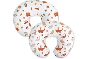Little Grape Land Nursing Pillow Cover for Baby Boys Girls, 2 Pack Breast Feeding Pillow Cover Fit Standard Nursing Pillows, 